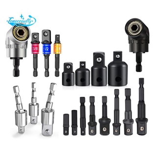 Drill Socket Adapter Converter for Impact Driver 105° Right Angle Drill Attachment Bit Socket Adapter and Reducer Set