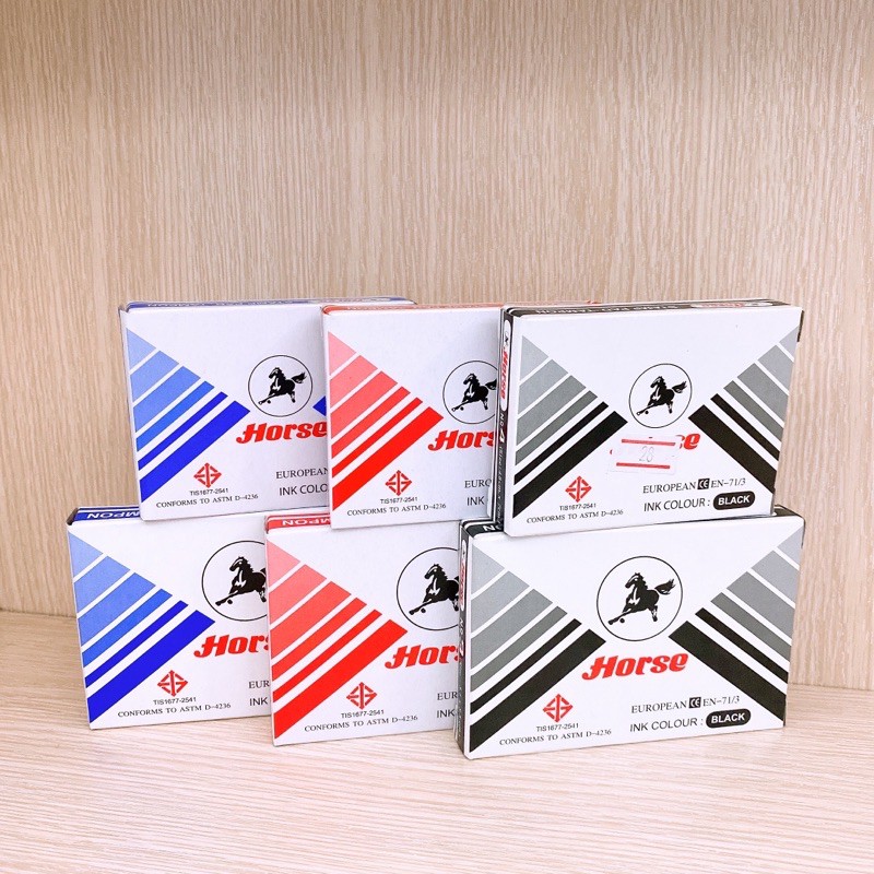 แท่นประทับ stamp pad หมึก ตราม้า no.3,4 น้ำเงิน ดำ แดง