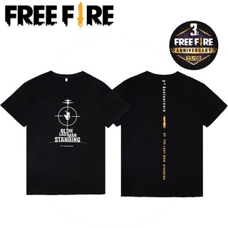 Free Fire เสื้อยืดพิมพ์ลาย ครบรอบ 3 สีดำ เนื้อผ้าฝ้าย 100% ขนาด M L XL XXL ผ้าฝ้ายแท้