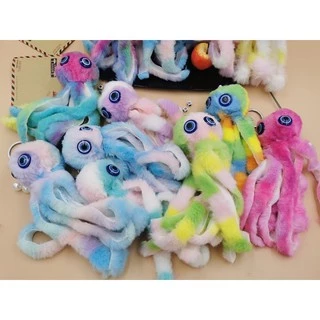 🔥🐙พวงกุญแจปลาหมึกตุ๊กตามีสีสันสีสุ่ม New colorful octopus keychain ZYCS