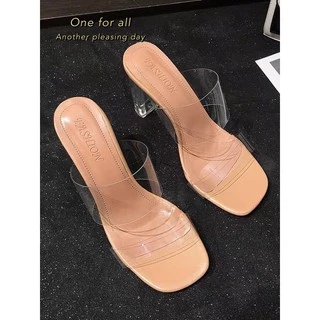 พร้อมส่ง(ส้น3.5นิ้ว) หรูหรามากแม่!! TX185 รองเท้าส้มสุง ส้นคริสตัลสายใส 2022