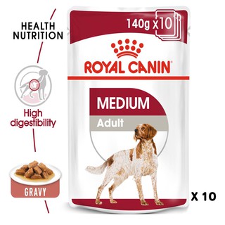 Royal Canin Medium Adult in Gravy โรยัล คานิน อาหารเปียก สำหรับสุนัข พันธุ์กลาง แบบซอง (เกรวี่) x 10ซอง