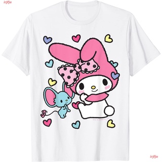 【hot sale】irjfje ไตล์เกาหลี เสื้อยืดแฟชั่นเกาหลีสำ My Melody And Friend Sweet Hearts Tee Shirt หรับผู้ชายและผู้หญิง Kuro