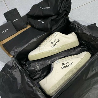 🤓อุปกรณ์ครบ💥กล่อง💥การ์ด💥ถุงผ้า💥เชือกสำรอง💥Saint Laurent sneakers in canvas and leather