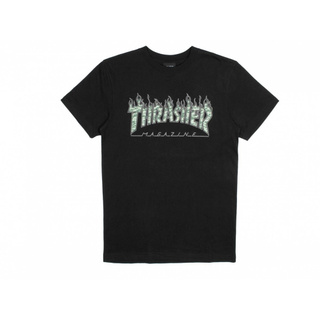 SLUM LTD - THRASHER GREEN TIGER FLAME S/S T-SHIRT Black