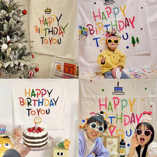 (ร้านไทย🇹🇭ส่งไว)งานสวยที่สุด!!! ผ้าตกแต่งวันเกิด ป้ายวันเกิด ฉากหลัง happy birthday