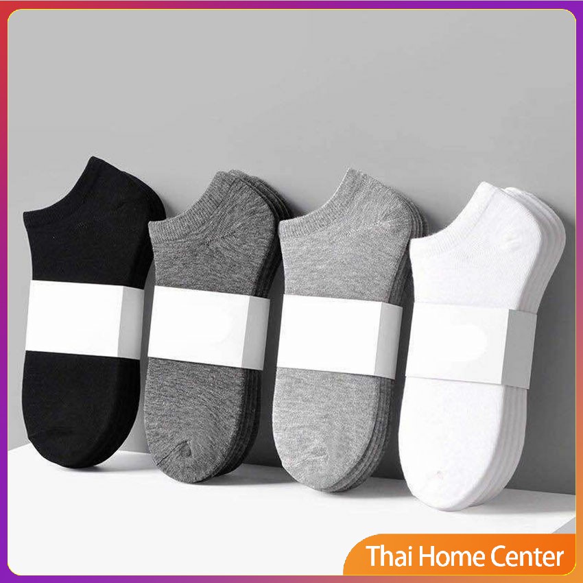 Thaihome ถุงเท้าข้อสั้น ใส่ได้ทุกฤดูกาล ถุงเท้าซับกันเหงื่อ ดับกลิ่นเท้า เนื้อผ้าใส่สบาย Men's socks