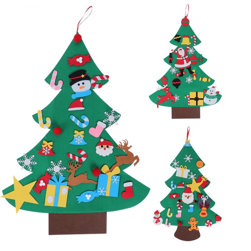 28PCS Felt Christmas Tree DIY Decoration Child New Year Wall Hanging Ornaments
