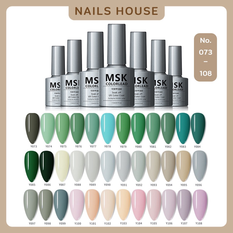 🏡 สีเจล ยาทาเล็บเจล MSK 7.3 ml สีเจลทาเล็บ สีเจล แดง เหลือง เขียว สีเจล สีทาเล็บ ยาทาเล็บ พาสเทล สุข