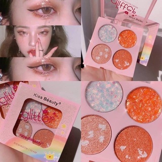 อายแชโดว์ ทาตา เนื้อ​กลิตเตอร์ Kiss Beauty Glitter​ ทาตาวิ้งค์​ ทาตาชิม​เมอ​ร์​ สีสวย เนื้อวิ้งค์มาก ติดทน