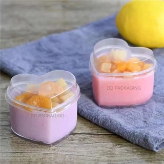 DEDEE (10ใบ)ถ้วยพุดดิ้งทรงหัวใจ ถ้วยพลาสติกใส(เข้าเตาอบได้)