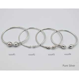 กำไลหัวบัวเงินแท้92.5% : Pure Silver Sl0008