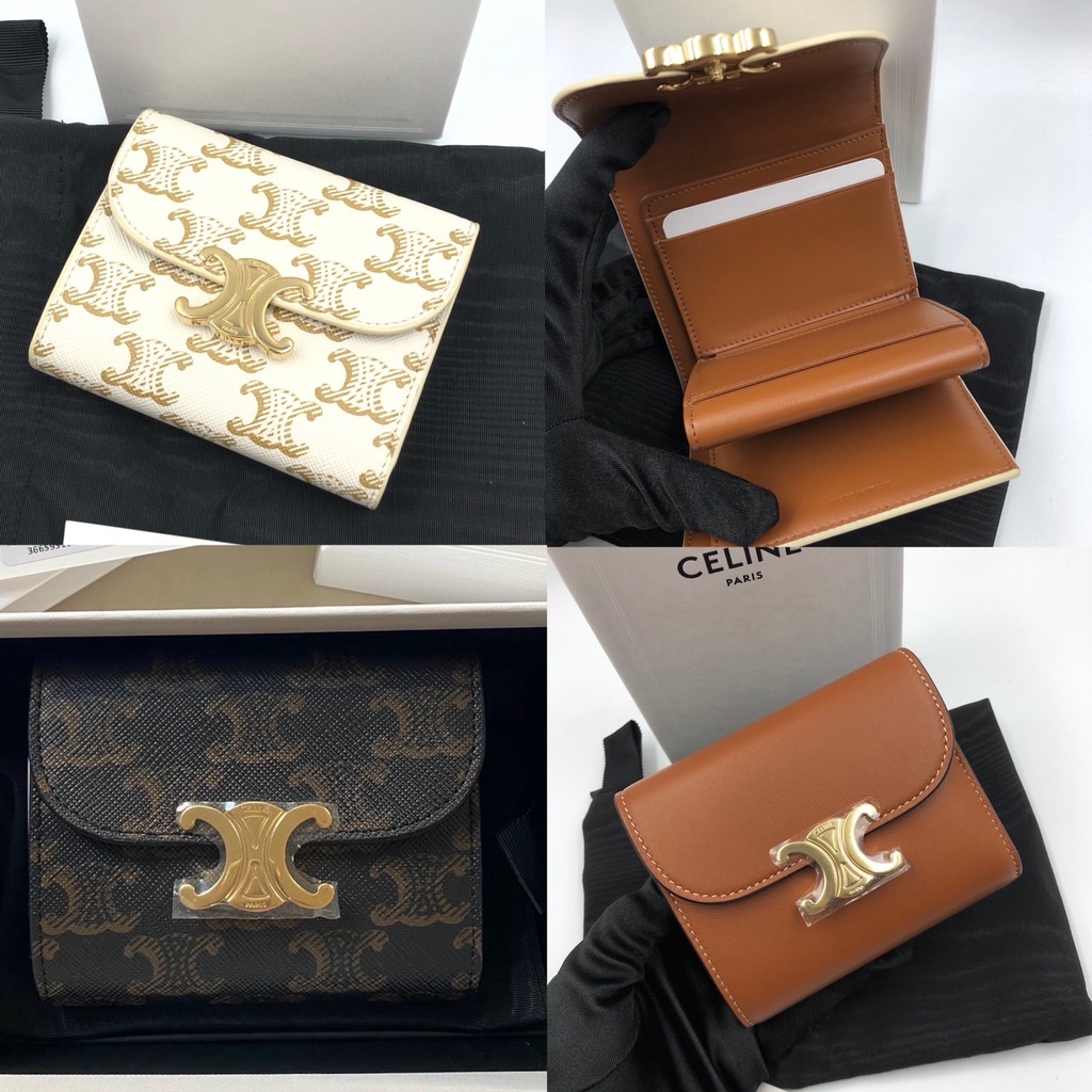 สอบถามStockก่อนกด* Celine Wallet Triomphe Tri Fold กระเป๋าสตางค์ สามพับ  ใบสั้น กระเป๋า ซีลีน ของแท้ ส่งฟรี Ems ทั้งร้าน | Shopee Thailand