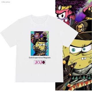 เสื้อยืดคอกลมทุกแบบกระเป๋านักเรียนอนิเมะ﹊Spoof SpongeBob joint JOJO s bizarre adventure empty strip Jotaro Killer Queen