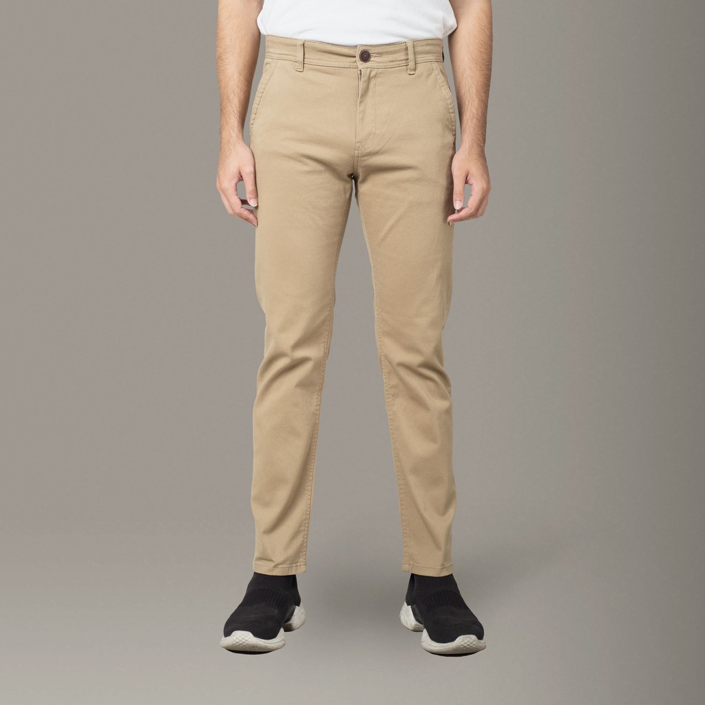 Katun ขายดีที ่ สุด!L Pants Men Long Chino Pants Slim Fit Cotton Stretch Khaki 100-101-325
