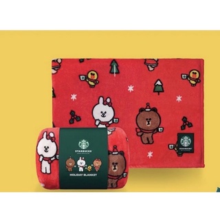 ( พร้อมส่ง ) ใหม่ ‼️ Starbucks Brown and Friends Blanket ผ้าห่มสตาร์บัคคอลเล็คชัน Line Friends