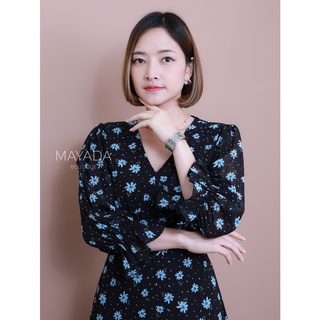 เดรสยาว ลายดอก แขนยาวสีดำ BRAND MAYADA BOUTIQUE #F08