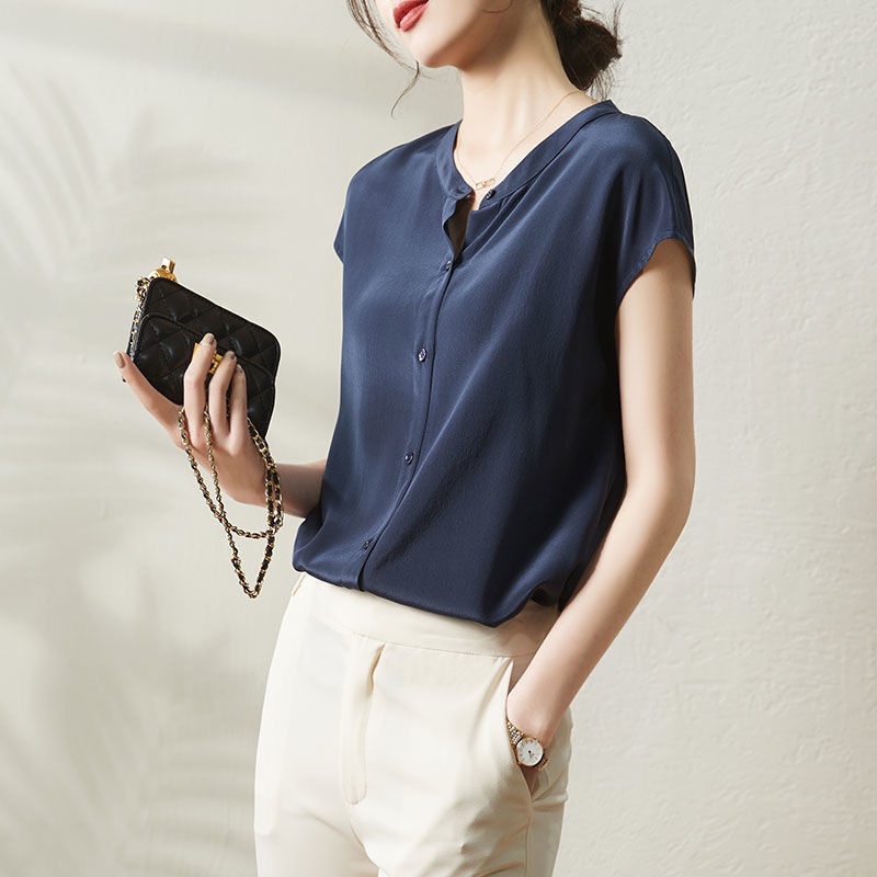 เสื้อเบลาส์ คอกลม แขนกุด เหมาะกับใส่ทํางาน สํานักงาน สําหรับผู้หญิง