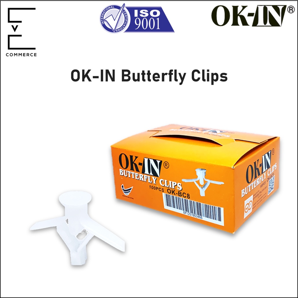 [100 ชิ้น] OK-IN BUTTERFLY CLIPS WALL CLIP PLUG PP FASTENER ANCHORS สําหรับ PARTITION/CEILING