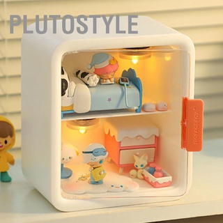 Plutostyle กล่องเก็บของ บ้านตุ๊กตา กล่องแสดงซีรี่ส์ Bubble Mart House ที่เก็บกล่องตาบอด 2 ชั้น แบบใส สําหรับบ้านตุ๊กตา