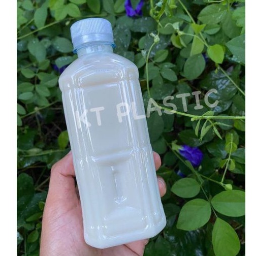 ขวดพลาสติก PET ขนาด 350 ml ทรงเหลี่ยมลายริ้ว ( 50 ใบ+พร้อมฝา เลือกสีฝาได้)