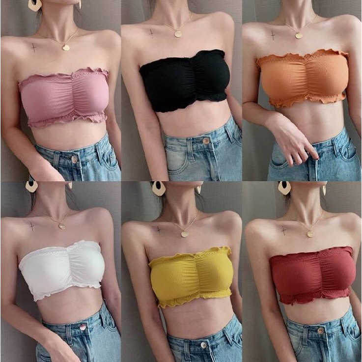 เกาะอก ขอบริ้ว ตะขอหลังเดี่ยว เสริมฟองน้ำ ลายผ้าร่อง ผ้านุ่ม ระบายอากาศ เกรดพรีเมี่ยม คนอ้วน อกใหญ่ใส่ได้ - รูปที่ 5