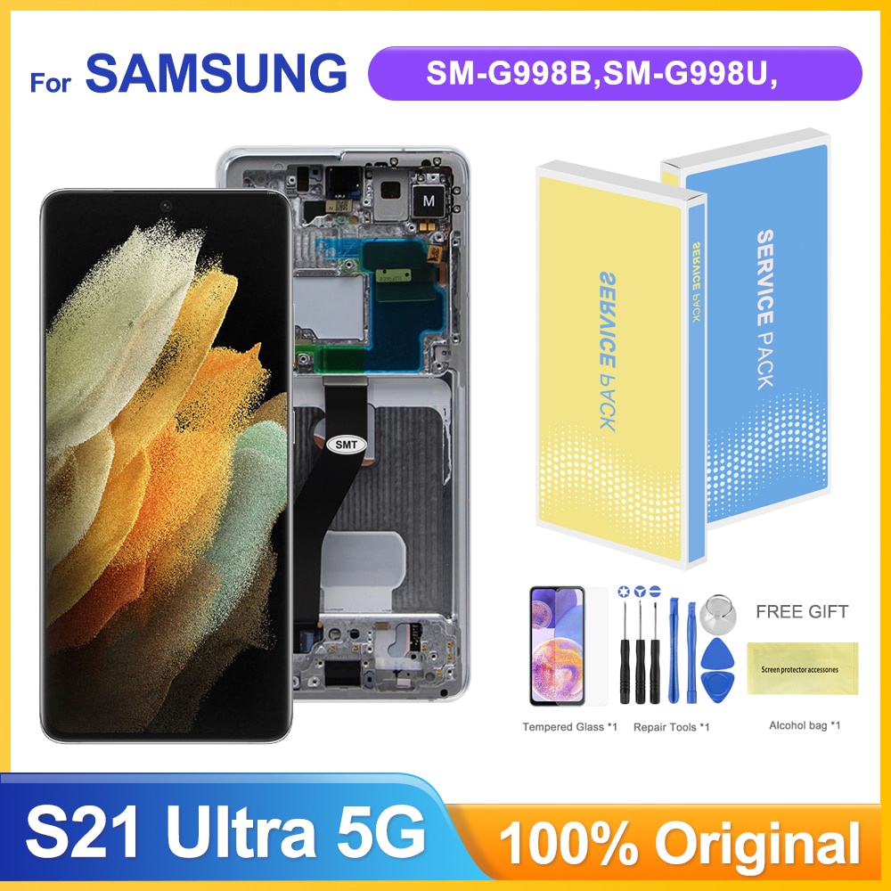 Super AMOLED 6.8 & 39; & 39; สําหรับ Samsung Galaxy S21 Ultra 5G G998 G998B จอแสดงผล Lcd Touch Scree