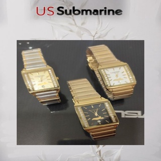 US Submarine นาฬิกาผู้หญิง สายสเตนเลส ทรงสี่เหลี่ยมผืนผ้า