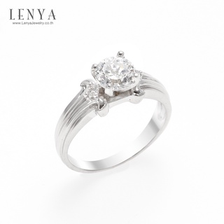 Lenya Jewelry  แหวน DiamondLike เม็ดใหญ่ใจกลางเรือน เรียบหรูมีระดับประดับด้วย Cubic Zirconia ตัวเรือนทำจากเงิกแท้