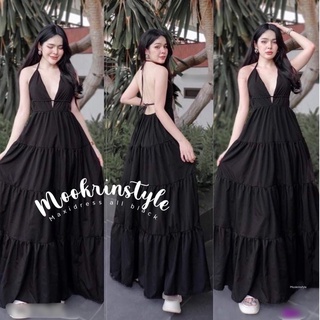 🖤Black dress🖤พร้อมส่ง เดรสสีดำผูกคอ ผูกหลัง สวยหรูน่าค้นหา เดรสไปทะเล แม็กซี่เดรส เดรสผูกคอ Mookrinstyle