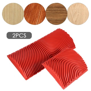 2pcs เลียนแบบลายไม้ Graining Pattern พื้นผิวผนัง Art DIY แปรงทาสี เครื่องมือ ยาง Wood Grain