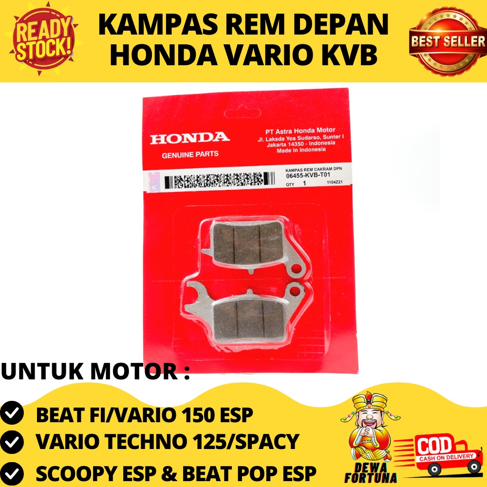 ผ้าเบรคหน้า - Honda Beat, Scoopy, Vario - 06455-KVB-T01