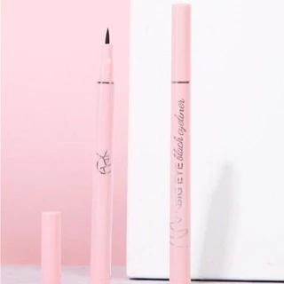 อายไลเนอร์ แบบหัวแปรง ติดทนทานอายไลเนอร์สีดำ แบบกันน้ำ สำหรับแต่งหน้าซองสีชมพูน่ารัก