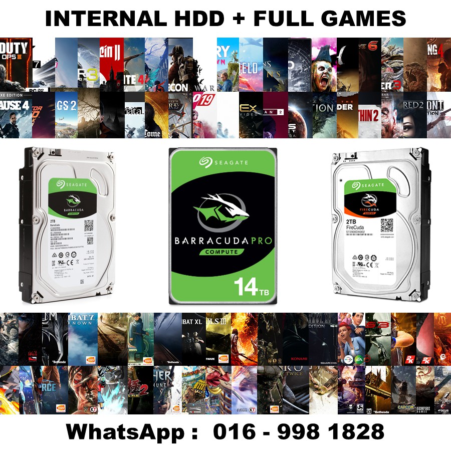 Seagate Internal Hard Disk Drive Pro 3.5in Desktop HDD / SSHD + Full Offline PC Games 1TB 2TB 3TB 4T