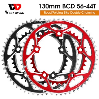 WEST BIKING 130BCD ใบจานหน้าจักรยาน 53 39T 56 44T ความแข็งแรงสูง สําหรับรถจักรยาน 8 9 10 11s