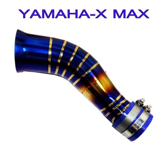 A ปากแตรเรือนลิ้นเร่ง/ต่อกรองเลสสีไทเทเนียมทองลายสำหรับรถ YAMAHA-X MAX งานเทพ 10A