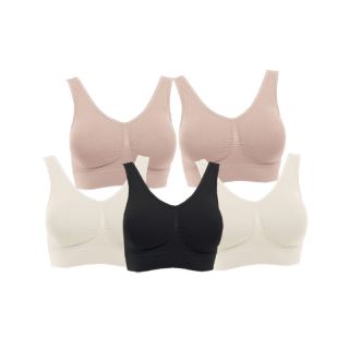 Wacoal Seamless Bra set 5 pcs บราสวมหัว ไร้โครง ไร้ตะเข็บ รุ่น WH9C24 คละสี (สีดำ-เบจX2-ครีมX2)