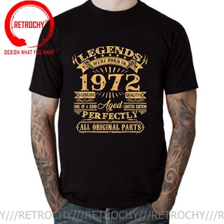 เสื้อยืดผู้ เสื้อยืด ลาย Legends Were Born In 1972 50 Years Old 50Th สีดํา สไตล์วินเทจ S-5XL