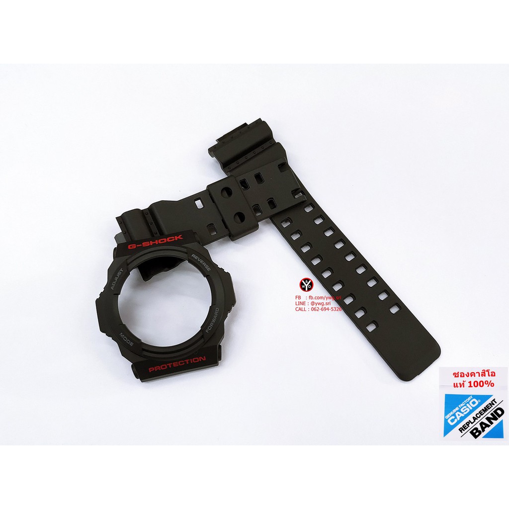 กรอบสาย G-SHOCK แท้ สีดำด้านฟร้อนแดงสลับเทา(สาย2รู) ใส่ได้รับรุ่น GA-150 ,GA-300 ,GA-310 สายนาฬิกาข้
