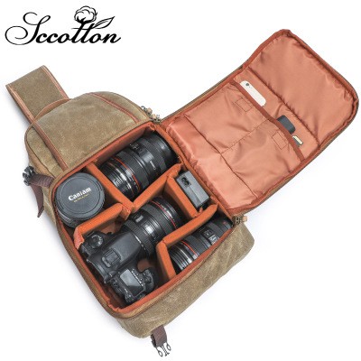 One Strap Canvas Camera Backpack Canvas.K-006