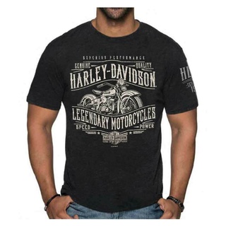 T-shirtเสื้อยืดแขนสั้นพิมพ์ลาย Harley - Davidson สําหรับผู้ชาย เสื้อยืดลําลองสําหรับผู้ชายผ้าฝ้ายแขนสั้นครึ่งแขน