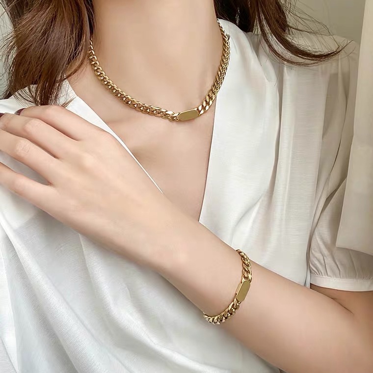 สร้อยคอโซ่เหล็กไทเทเนียม ทอง 18K หนา สไตล์ฮิปฮอป ไม่ซ้ําใคร  ของขวัญ