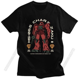 เสื้อยืดผู้ เสื้อยืดผ้าฝ้าย 100% แบบนิ่ม พิมพ์ลาย Gundam Chars Zaku สไตล์วินเทจ สําหรับผู้ชาย S-5XL