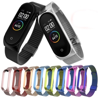 สายนาฬิกาข้อมือ ทำจากสแตนเลส สีพื้น สําหรับ Xiaomi mi Band 3 4 mi 5 mi 6