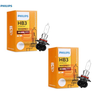 Philips หลอดไฟหน้า หลอดไฟรถยนต์ ไฟหน้า สว่างขึ้นกว่าเดิม premium +30% HB3 9005 65W 12V 1คู่