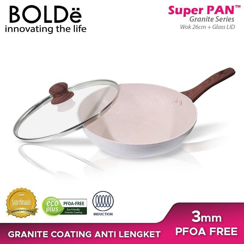 BOLDe WOK WAJAN 26 ซม. + GLASS LID Granite Beige Series