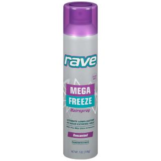 ของแท้**Rave Hairspray Mega Freeze 24 Hour Extreme Hold Unscented ผลิตภัณฑ์จัดแต่งทรงผม ช่วยให้ทรงผมอยู่ทรงยาว