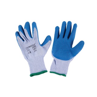 ถุงมือถัก M สีฟ้า ไมโครเท็กซ์ 300 ถุงมือยาง Knit Gloves M Blue Microtex 300