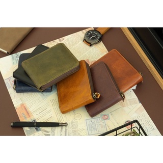 SERA กระเป๋าสตางค์ซิบรอบใบสั้นหนังวัวแท้ ชาย-หญิง สไตล์วินเท…