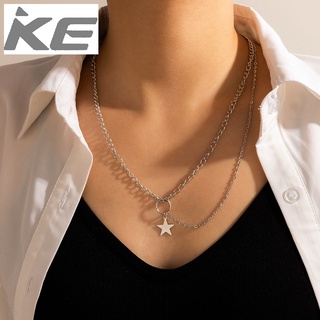 Metal Star Necklace Silver Chain Tassel Ring Star Pendant Single Necklace for girls for women